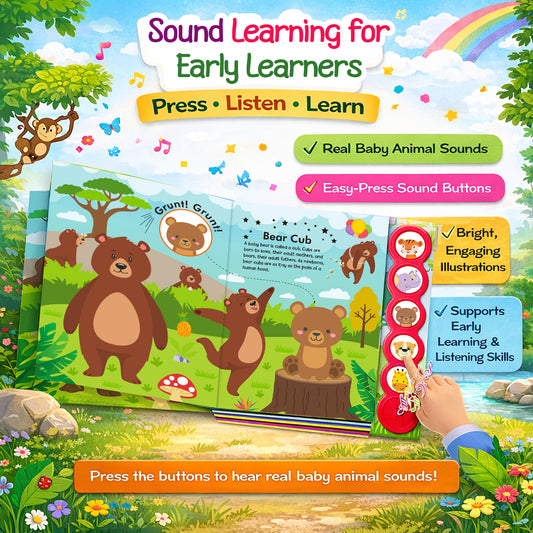 Baby Animals Sound Book | 5 Button Interactive Board Book for Kids