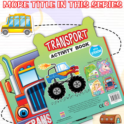 Die-Cut Transport Activity Book | Vehicle Sticker Activity Book for Kids | Creative Learning & Play Book