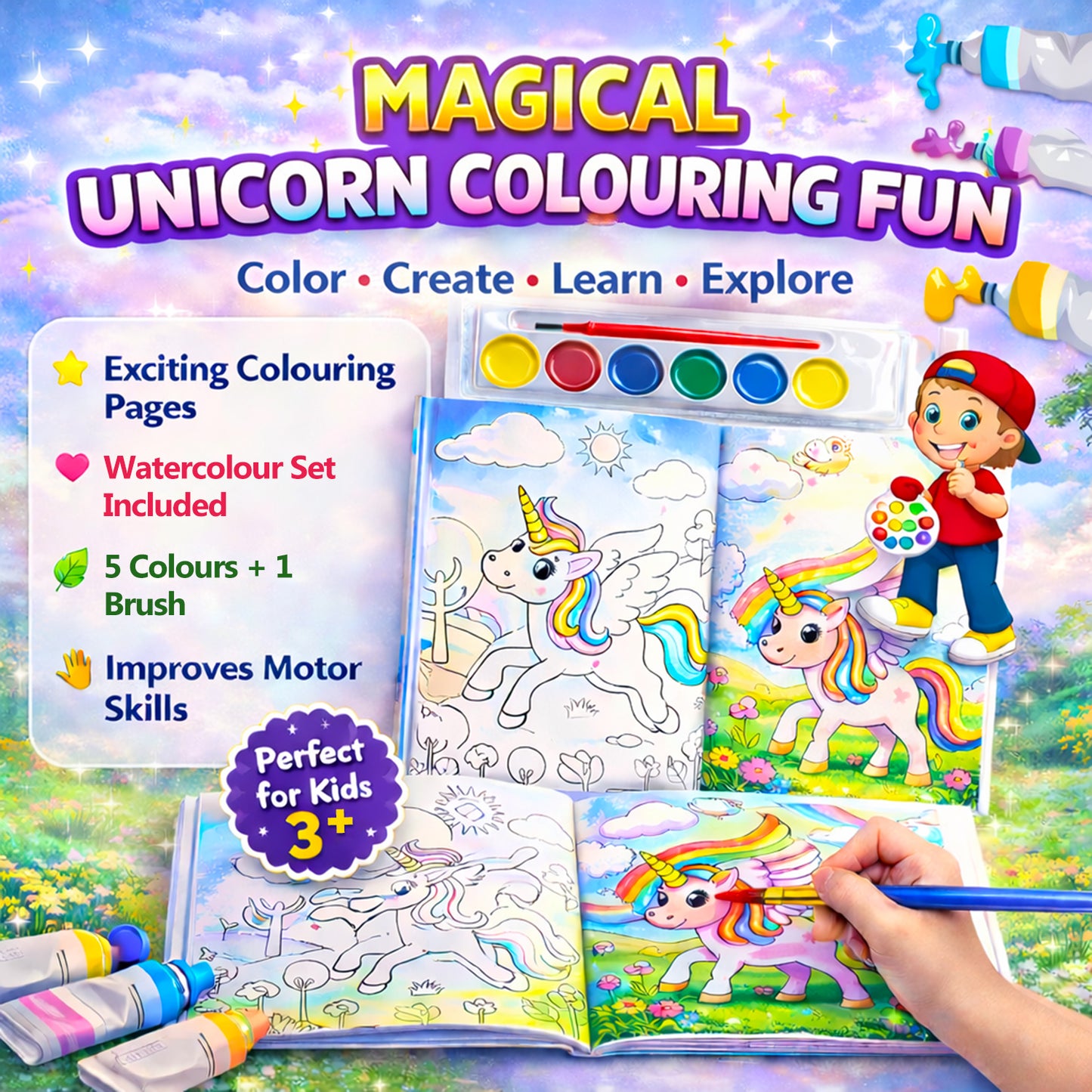 Unicorns Colouring Book | Unicorn Colouring Activity Book for Kids | Creative Learning & Fun Colouring Book