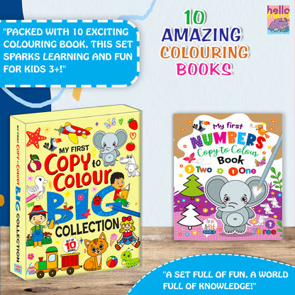 My First Copy to Colour Big Collection – 10 Books Set | Copy & Color Activity Book Set for Kids | Early Learning Collection