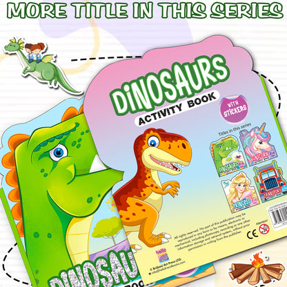 Die-Cut Dinosaurs Activity Book | Dinosaur Sticker Activity Book for Kids | Creative Learning & Play Book