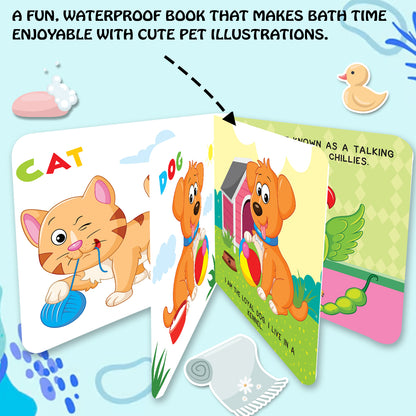 Pets Bath Book | Waterproof Soft Bath Book for Babies & Toddlers | Interactive Pet Animals Learning Book