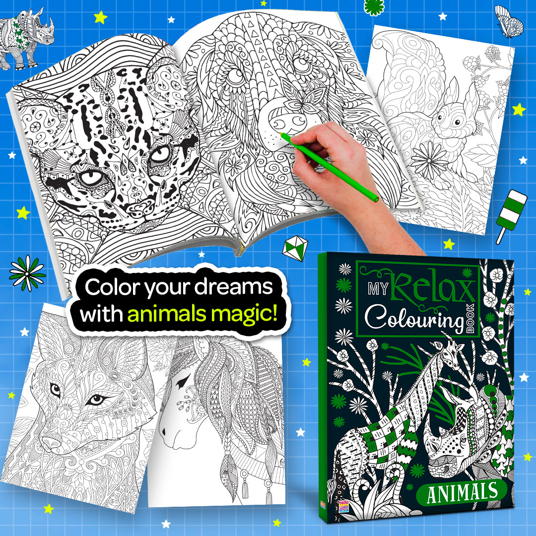 My Relax Colouring Book – Animals | Stress Relief Coloring Book for Kids | Animal-Themed Creative Activity Book