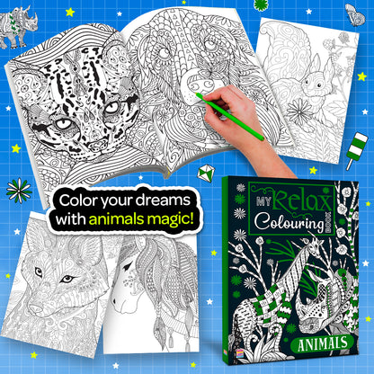 My Relax Colouring Book – Animals | Stress Relief Coloring Book for Kids | Animal-Themed Creative Activity Book