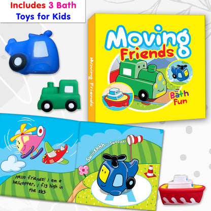 Moving Friends Bath Book | Waterproof Interactive Bath Book for Babies & Toddlers | Soft Cloth Bath Book