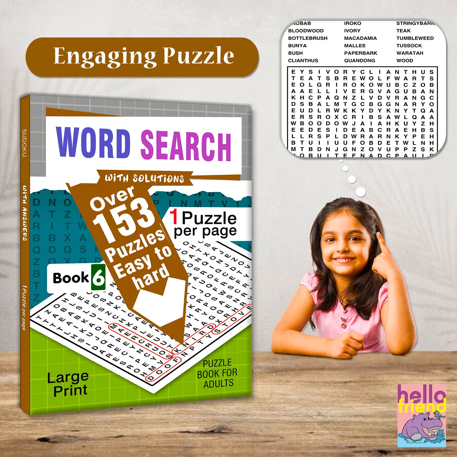 Word Search Puzzles Book 6 with Solutions - Interior Word Search Pages Spread
