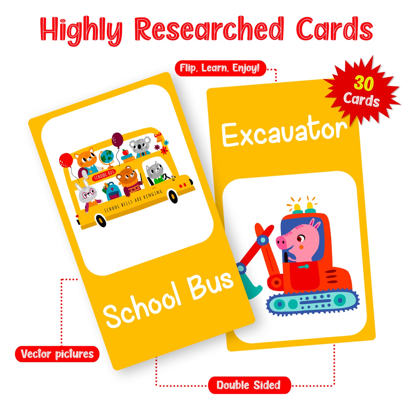 Kids holding Vehicles Flash Cards box