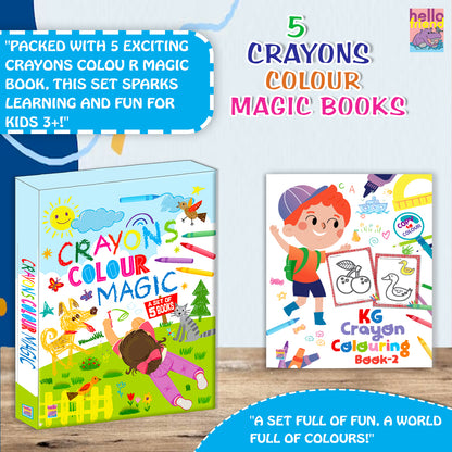 Crayons Colour Magic 5 Book Set | 5-Book Coloring Activity Set with Crayons for Kids