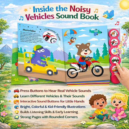 Noisy Vehicles Sound Book | Interactive Board Book for Kids