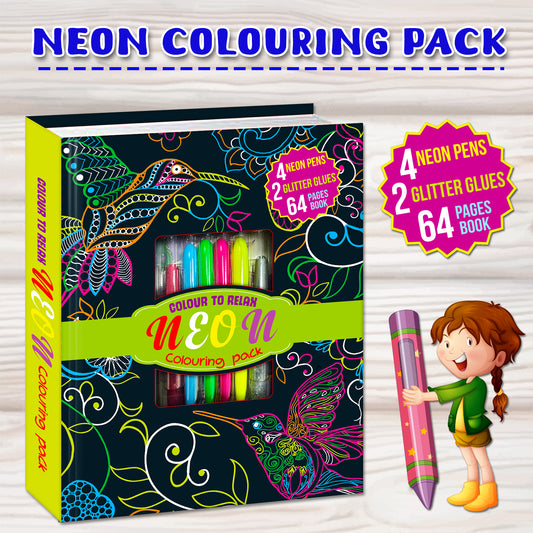 Neon Colouring Pack | Neon Coloring & Creative Activity Kit for Kids | Bright Art & Learning Kit