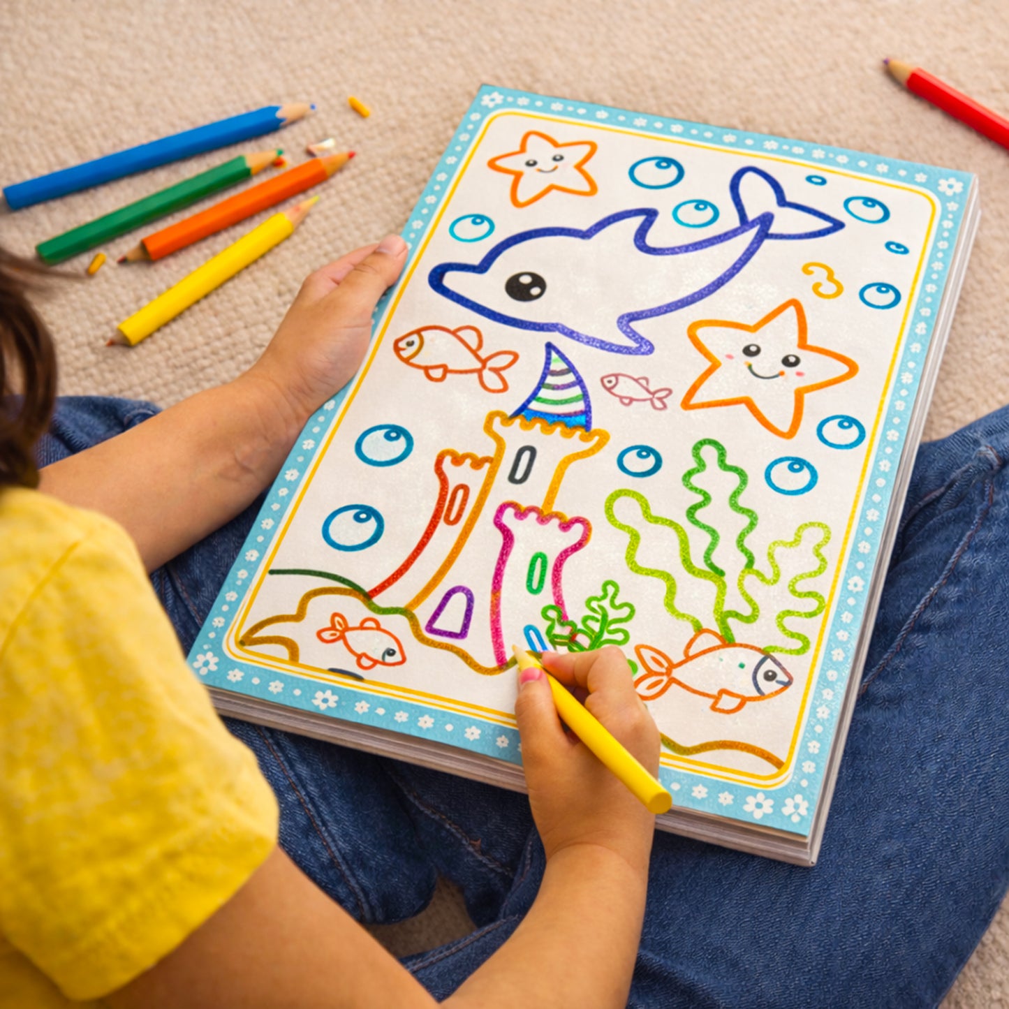 Colouring Glitters – Sea Animals | Glitter Coloring Book for Kids | Sparkling Ocean Animal Activity Book