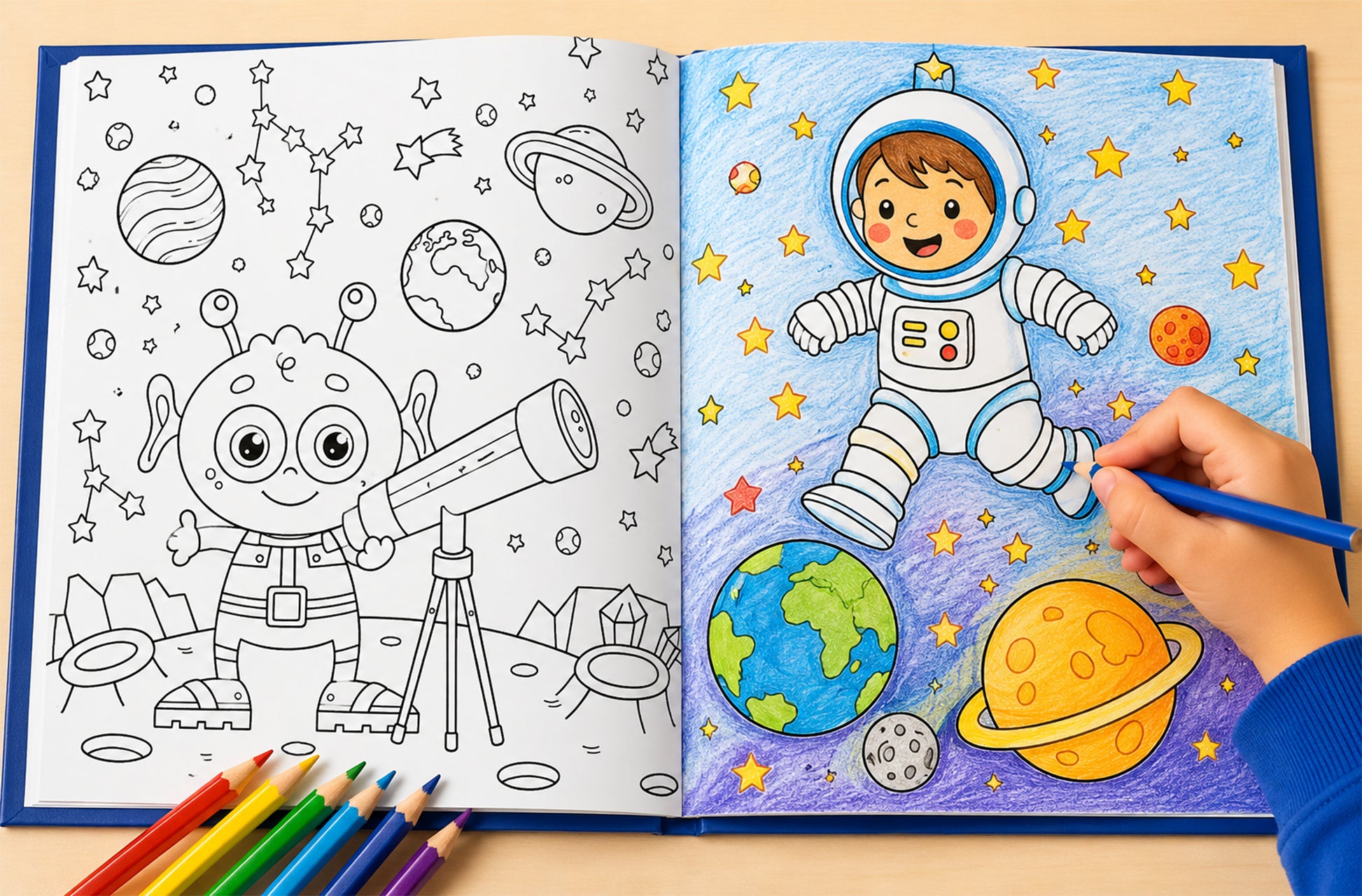Space Eraser & Pencil Kit - Colouring book pages 1