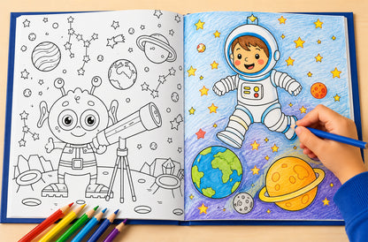 Space Eraser & Pencil Kit - Colouring book pages 1