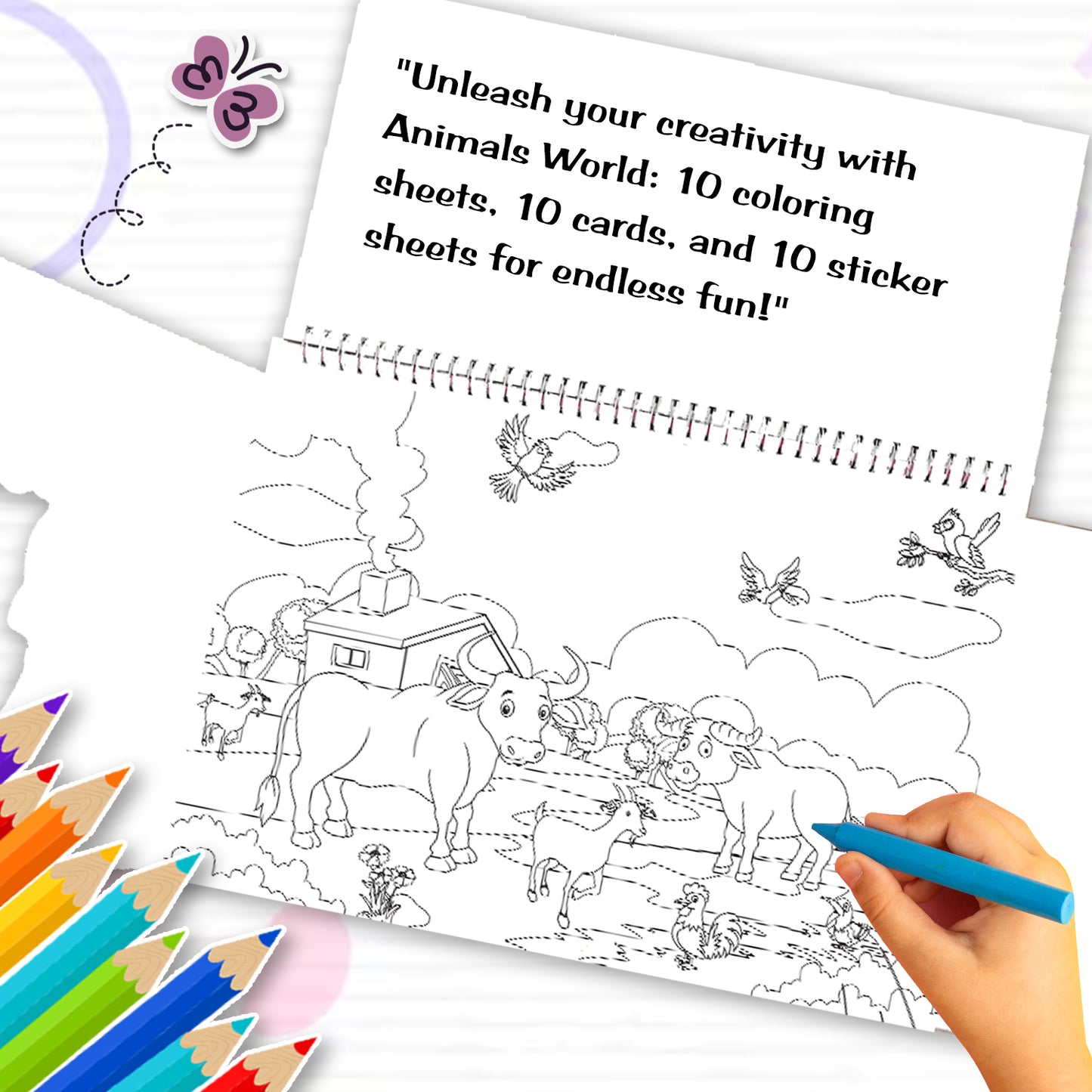 Animals World – Stickers Book | Animal Sticker Activity Book for Kids | Creative Play & Fun Learning