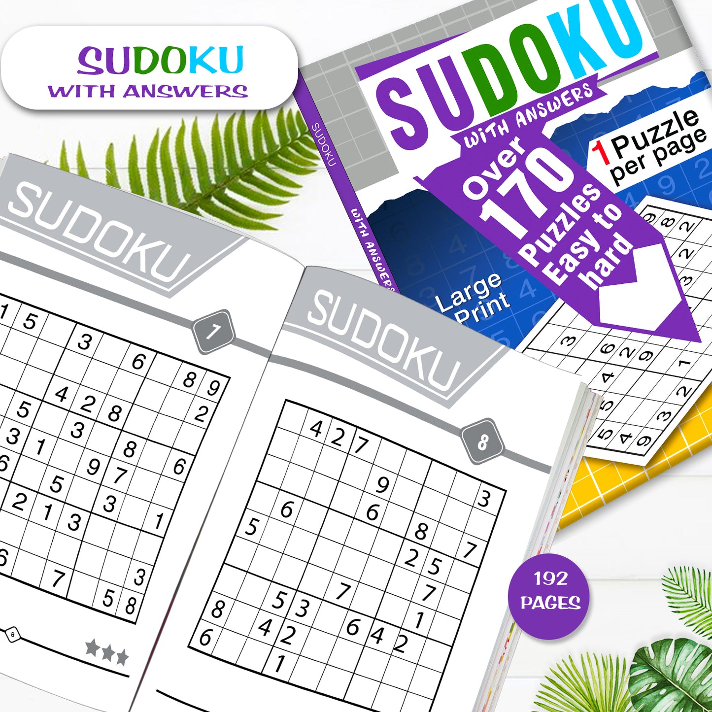 Sudoku Puzzles Book with Solutions - Book Dimensions 14.5x21cm