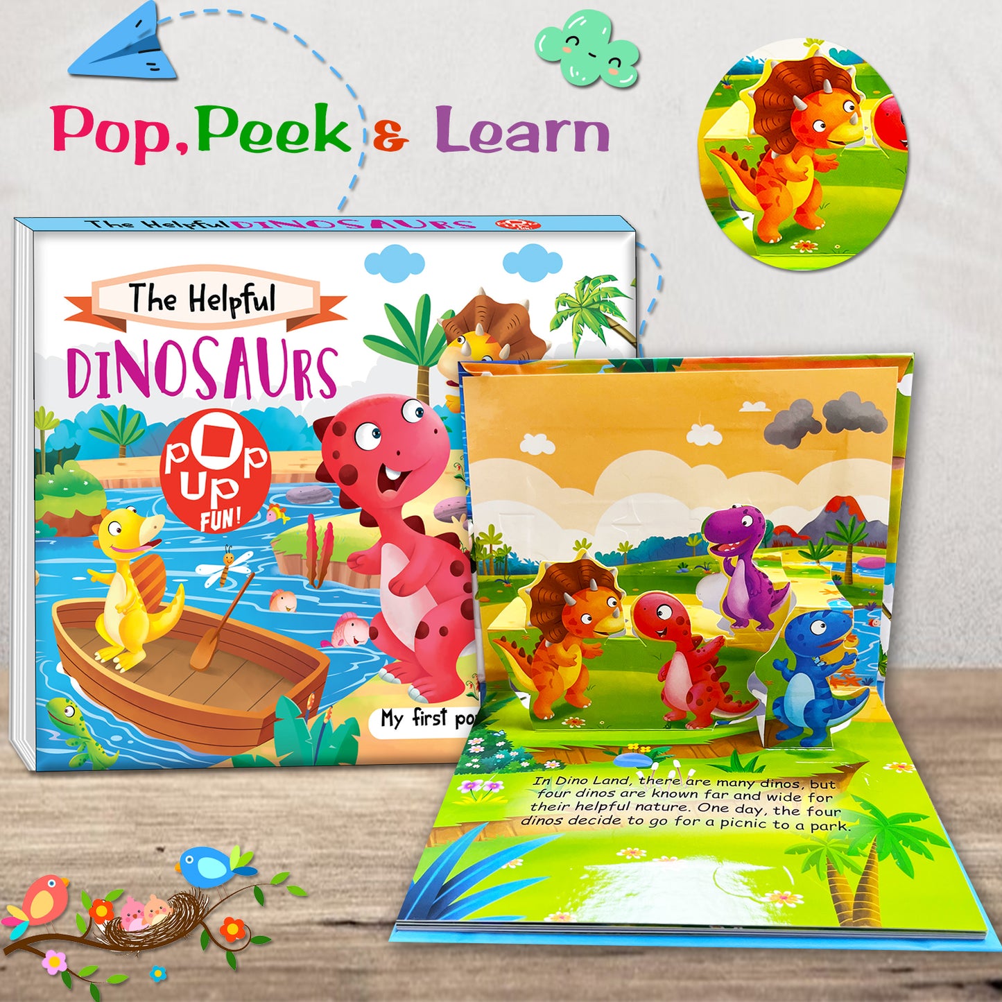 The Helpful Dinosaurs | Pop-Up Story Book for Kids