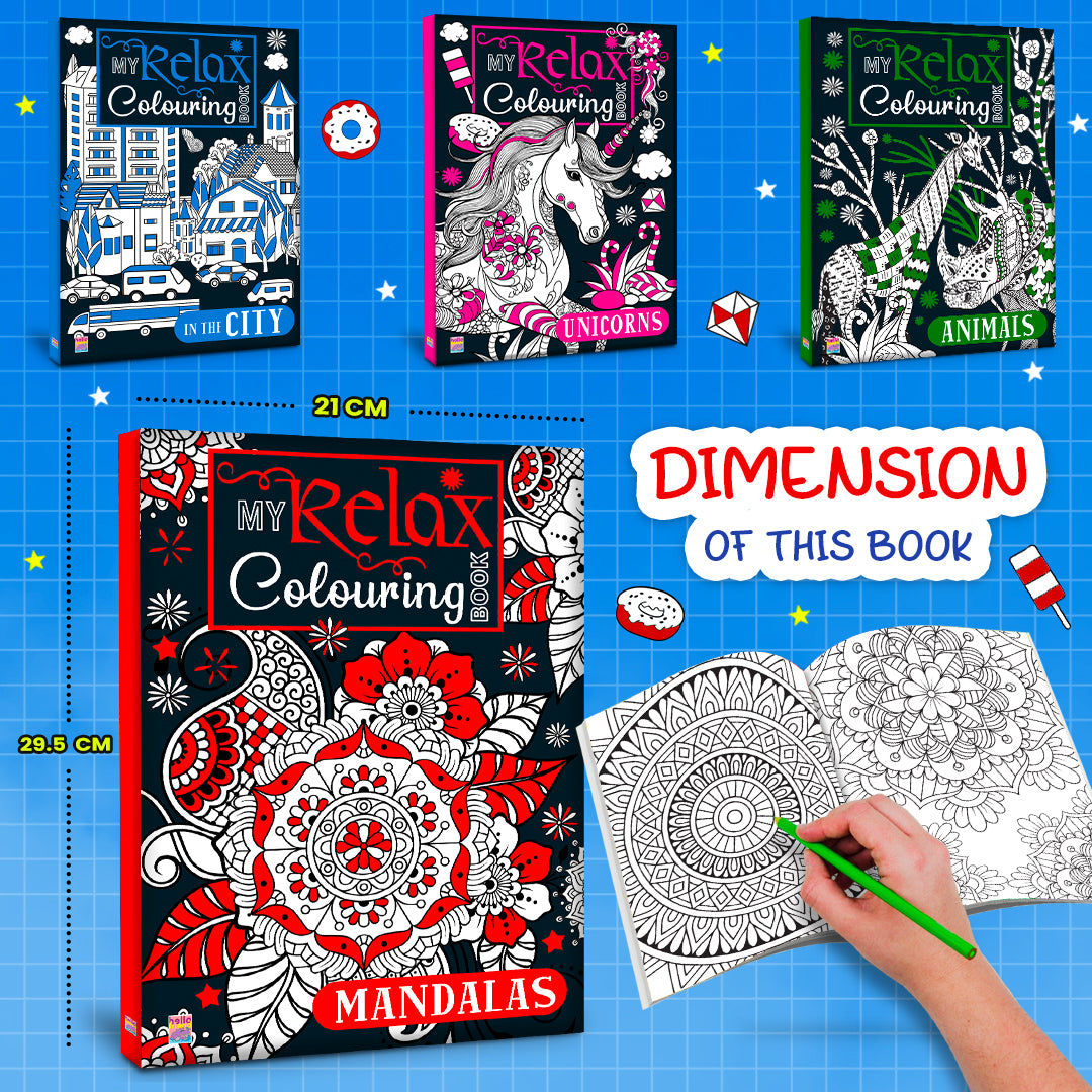 My Relax Colouring Mandala Book | Mindful Mandala Coloring Book for Kids | Creative & Stress Relief Activity Book