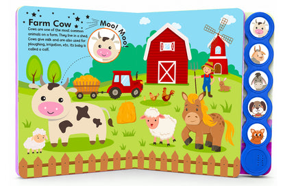 Farm Animals Sound Book | Interactive 5-Button Animal Sounds Book for Babies & Toddlers | Fun Early Learning Sound Book