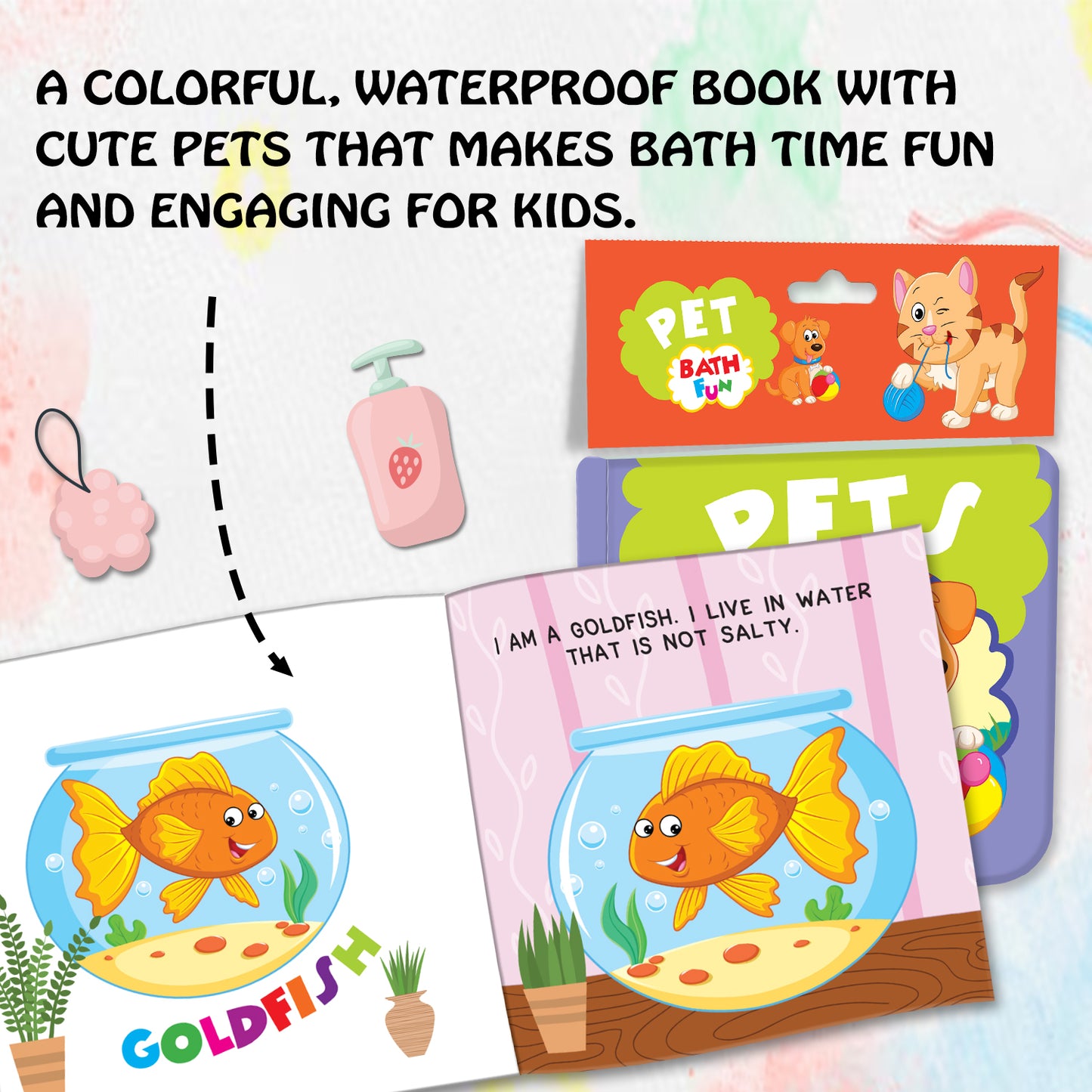 Pets Bath Book | Waterproof Soft Bath Book for Babies & Toddlers | Interactive Pet Animals Learning Book