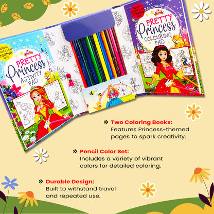 Princess Travel Art Kit | Princess Coloring & Activity Book for Kids | Creative Travel Art Kit