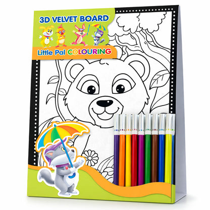 3D Velvet Board – Bear | Velvet Coloring Board for Kids | Mess-Free Art & Craft Activity
