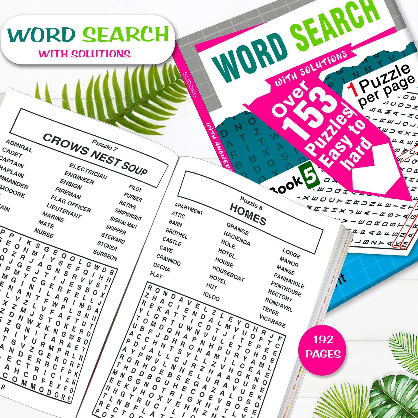 Word Search Puzzles Book 5 with Solutions - Book Dimensions 14.5x21cm