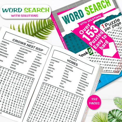 Word Search Puzzles Book 5 with Solutions - Book Dimensions 14.5x21cm