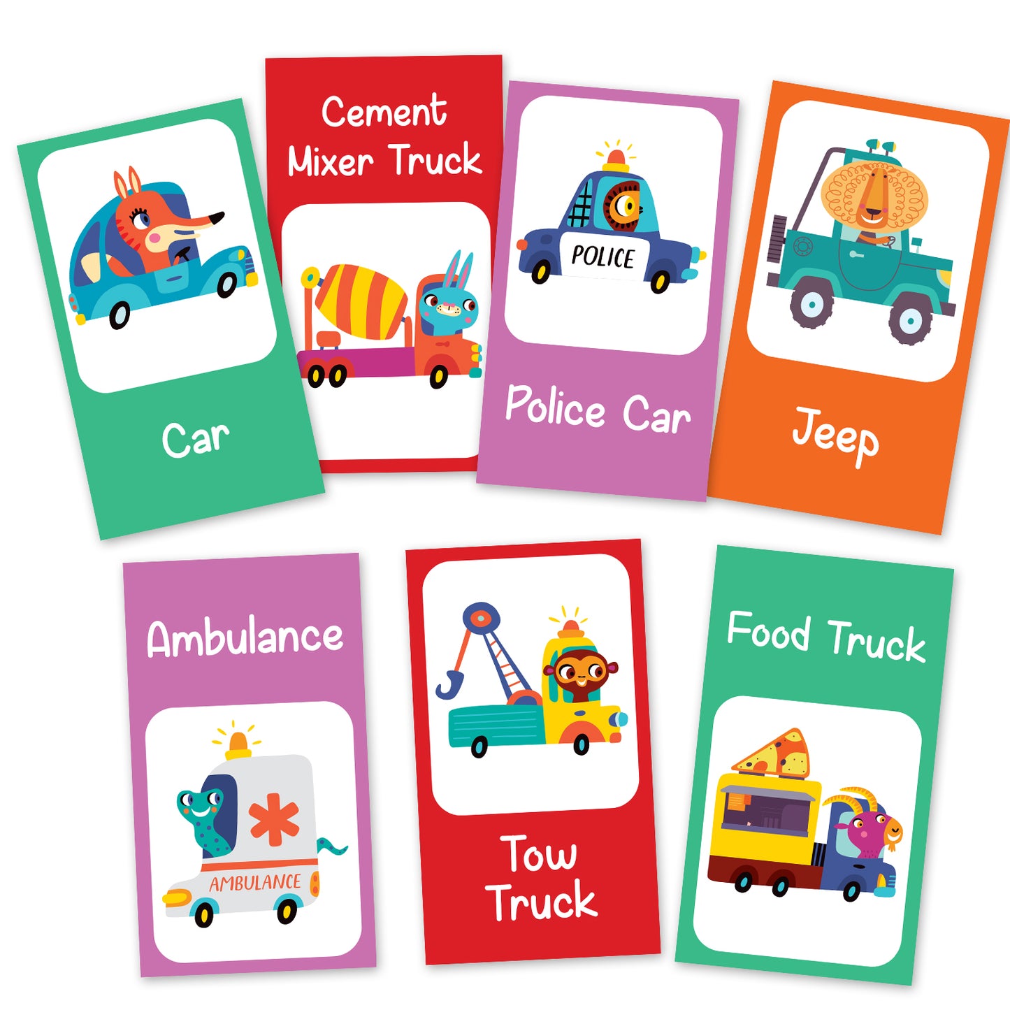 Vehicles Flash Cards box dimensions - 9cm x 17cm