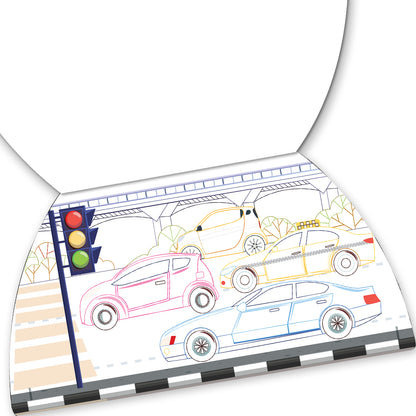 Vehicle Colouring Kit | Vehicle Coloring & Creative Activity Kit for Kids | Fun Transport Art & Learning Kit