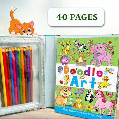 Animal Doodle Art Kit | Animal Doodle Coloring & Creative Activity Kit for Kids | Fun Art & Craft Learning Kit