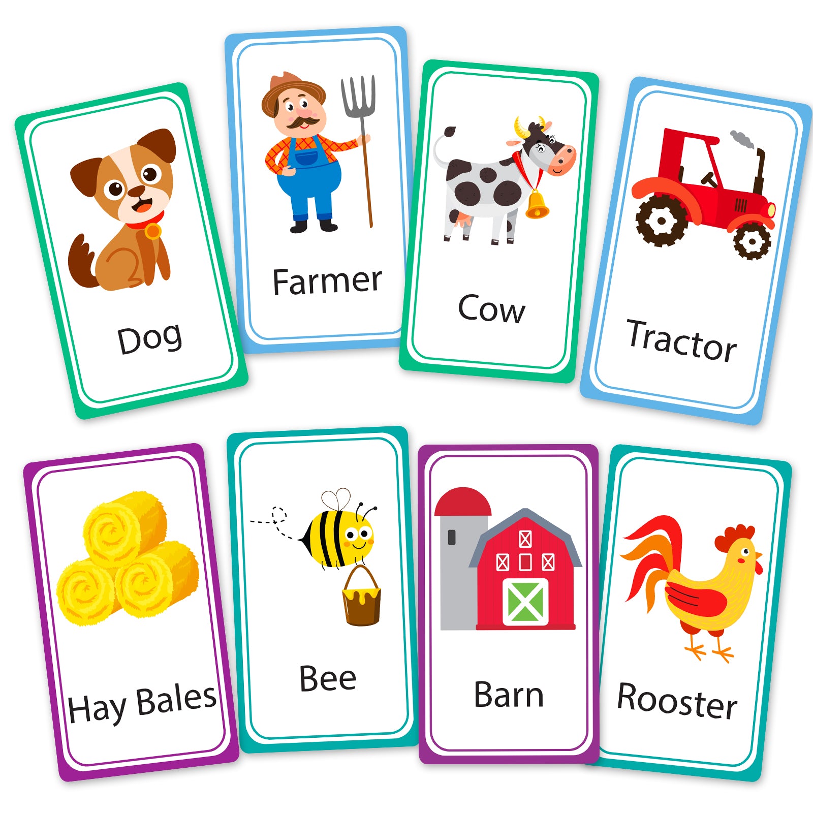 Sample First Words Flash Cards - Balloons, Birthday Hats, Teddy Bear, Cake, Window, Basket, Lamp, Bookshelf