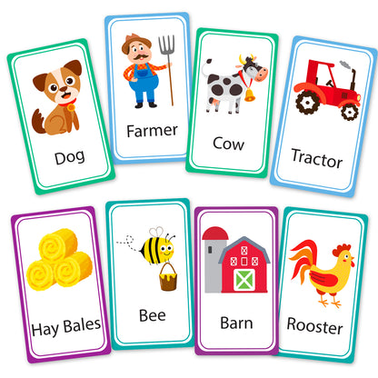 Sample First Words Flash Cards - Balloons, Birthday Hats, Teddy Bear, Cake, Window, Basket, Lamp, Bookshelf