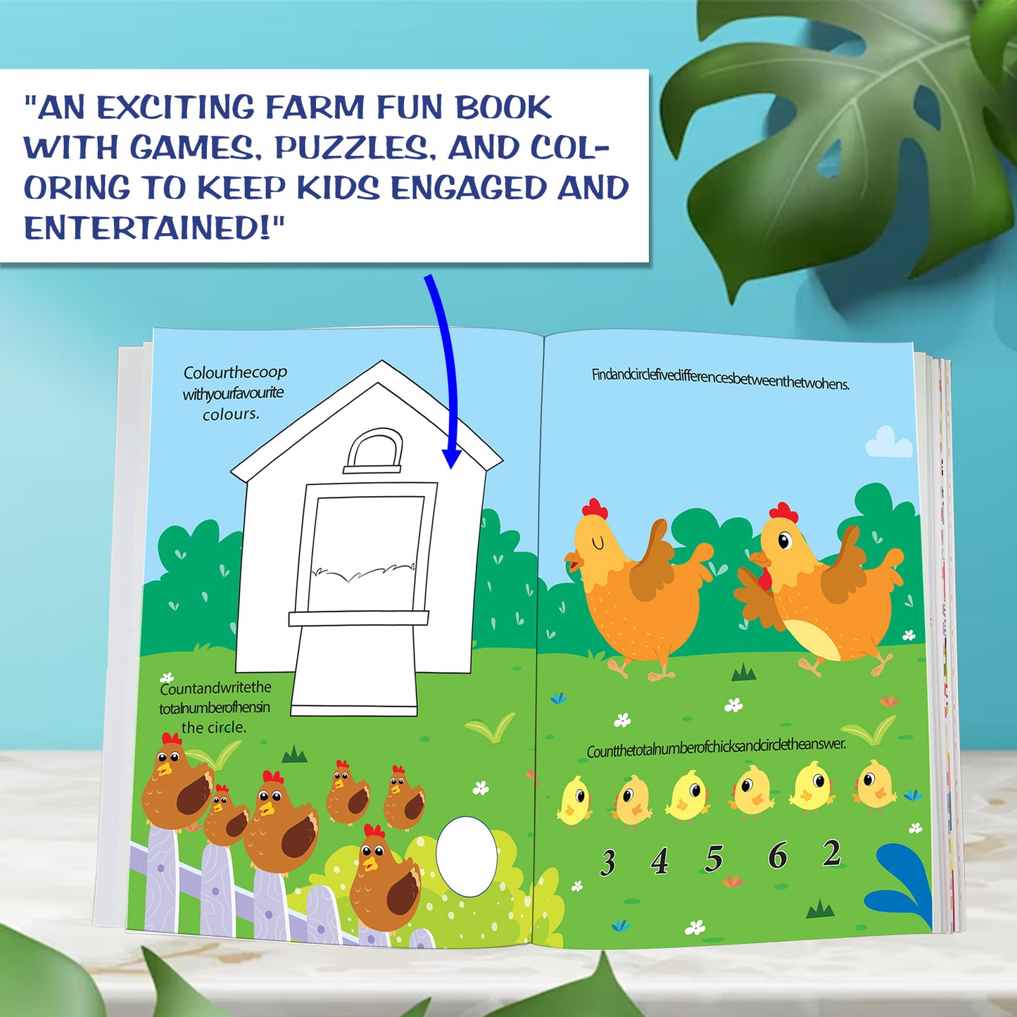 Farm Full Activity Book | Sticker Activity Book for Kids | Creative Farm-Themed Learning & Play Book