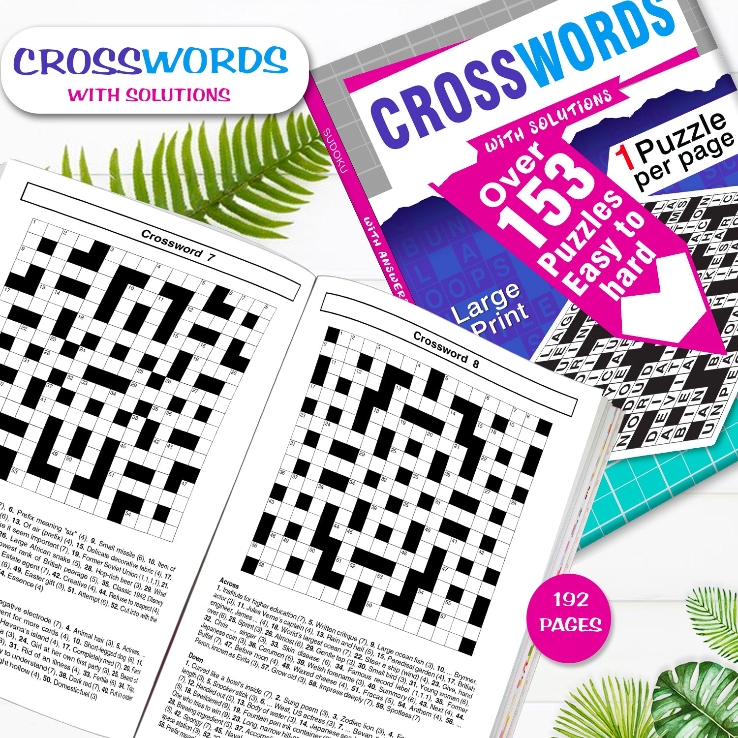 Crossword Puzzles Book with Solutions - Book Dimensions 14.5x21cm