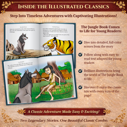 Illustrated Classics Story Book Combo | The Jungle Book & Oliver Twist | 2 Books for Kids 6+