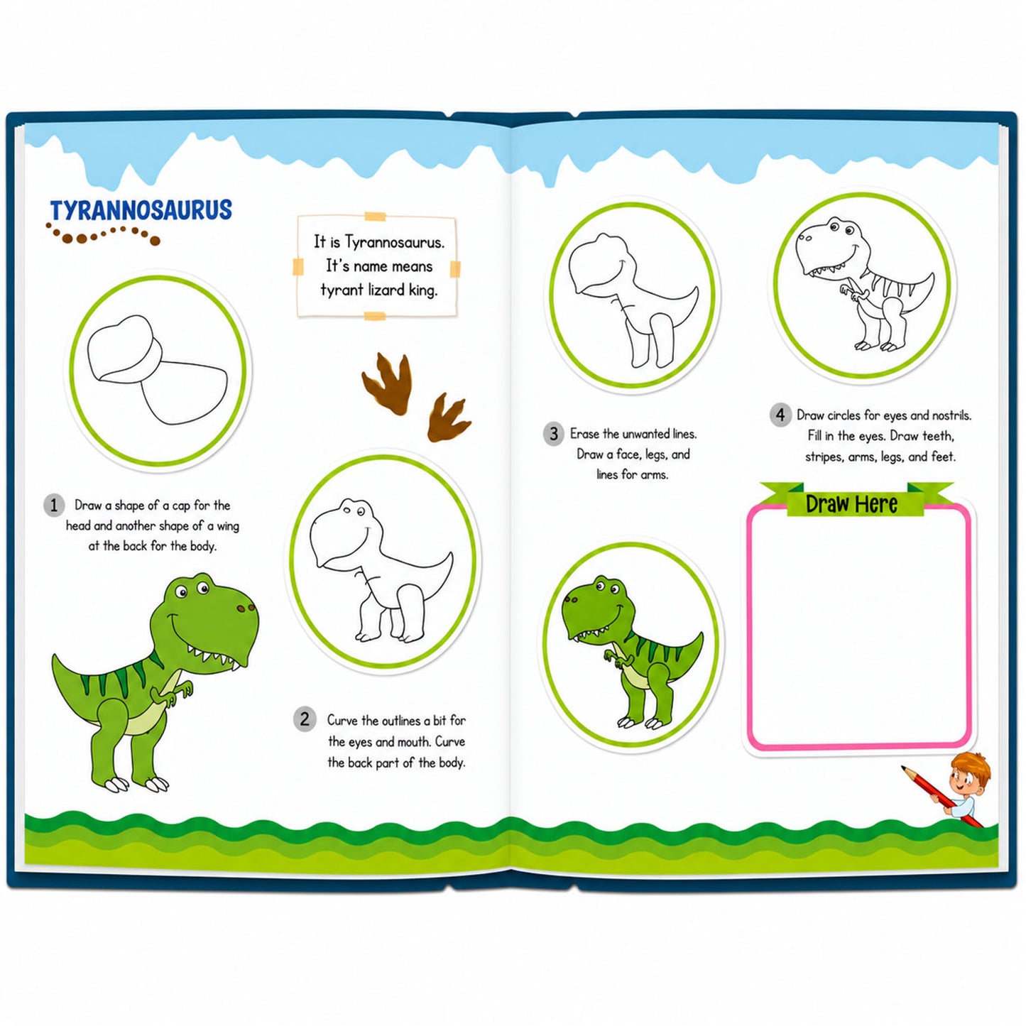 How to Draw Dinosaur Book | Step-by-Step Dinosaur Drawing Book for Kids | Learn to Draw Activity Book