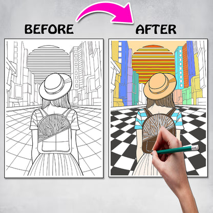 My Relax Colouring Book – In the City | Stress Relief Coloring Book for Kids | City-Themed Creative Activity Book