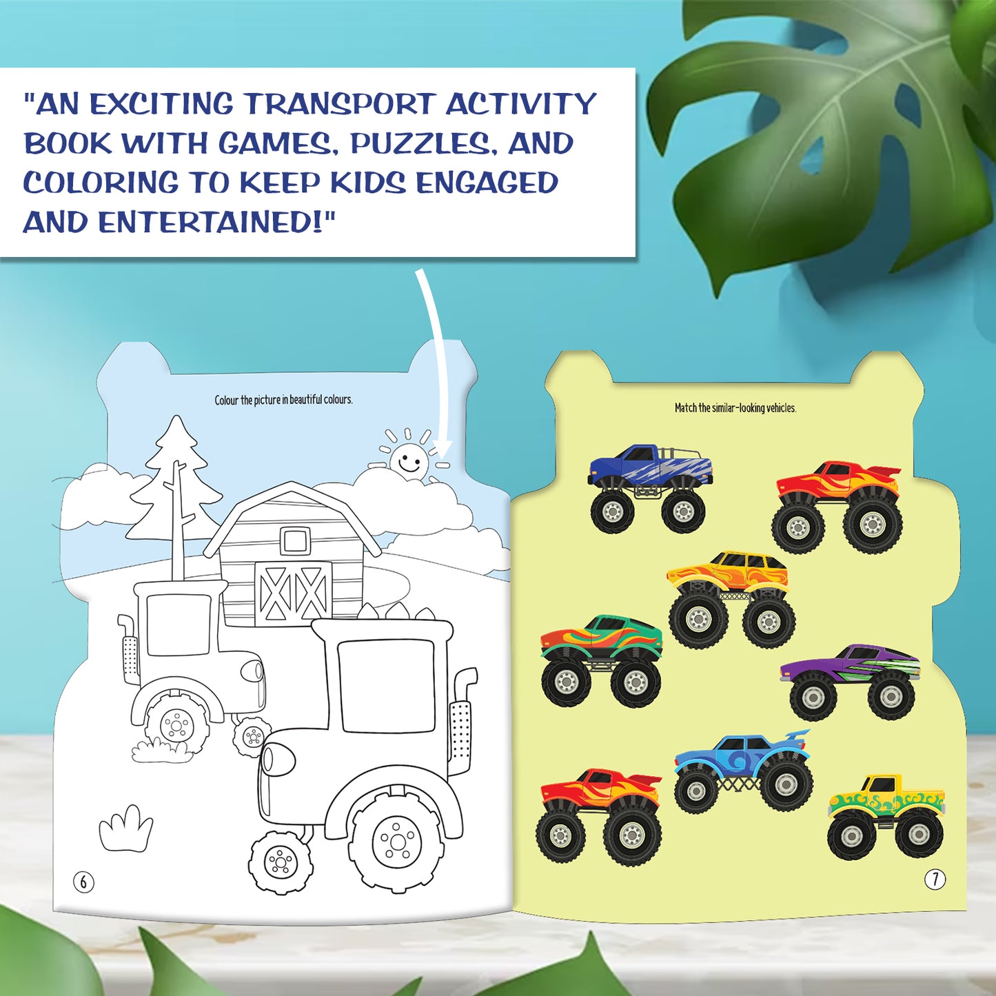 Die-Cut Transport Activity Book | Vehicle Sticker Activity Book for Kids | Creative Learning & Play Book