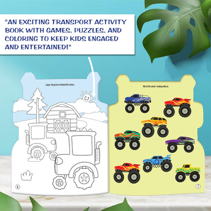 Die-Cut Transport Activity Book | Vehicle Sticker Activity Book for Kids | Creative Learning & Play Book