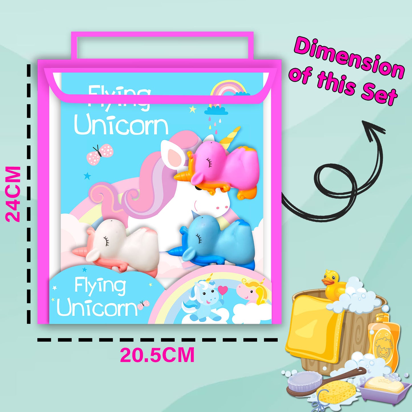 Flying Unicorn Bath Book | Waterproof Interactive Bath Book for Babies & Toddlers | Soft Cloth Bath Book