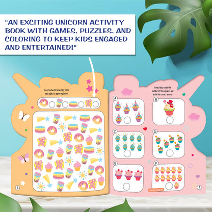 Die-Cut Unicorn Activity Book | Unicorn Sticker Activity Book for Kids | Creative Learning & Play Book