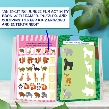 Jungle Fun Activity Book | Sticker Activity Book for Kids | Creative Jungle-Themed Learning & Play Book