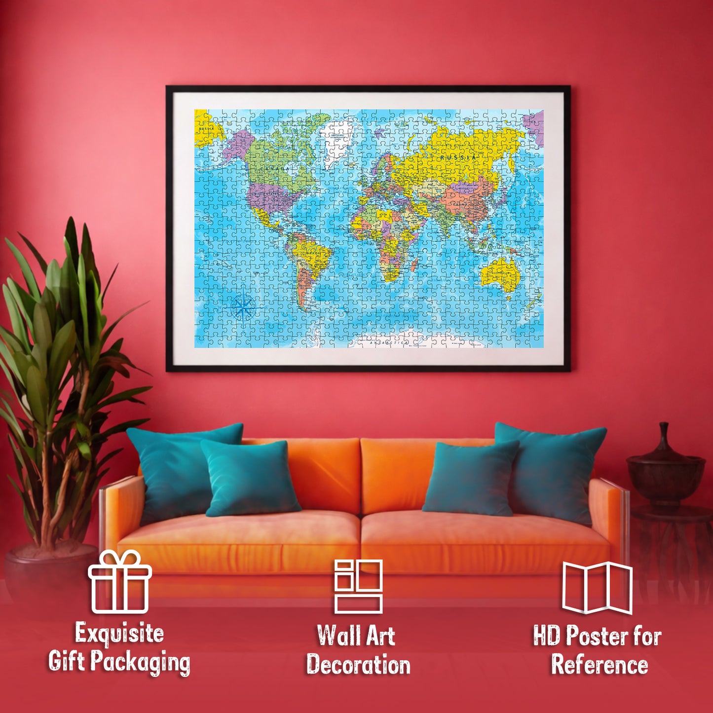 World Map Jigsaw Puzzle | 500 Piece Educational Puzzle for Kids 6+