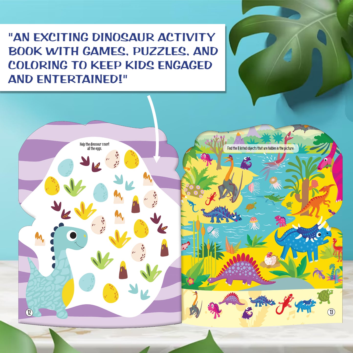 Die-Cut Dinosaurs Activity Book | Dinosaur Sticker Activity Book for Kids | Creative Learning & Play Book