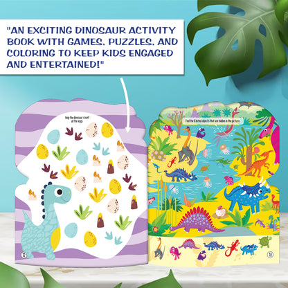 Die-Cut Dinosaurs Activity Book | Dinosaur Sticker Activity Book for Kids | Creative Learning & Play Book