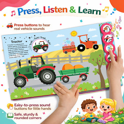 Noisy Vehicles Sound Book | Interactive Board Book for Kids