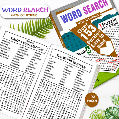 Word Search Puzzles Book 6 with Solutions - Book Dimensions 14.5x21cm
