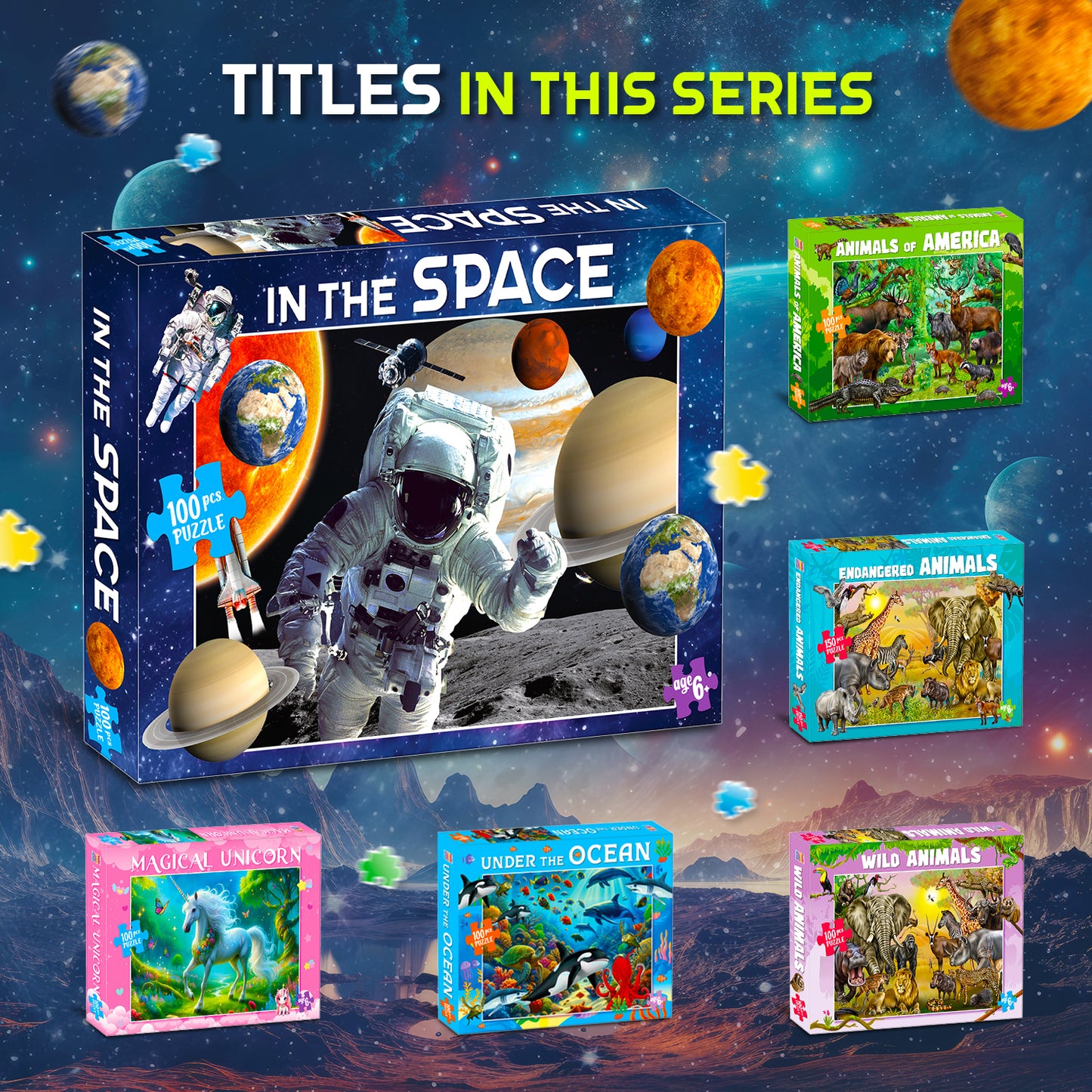 In the Space Puzzle Box | 100 Piece Jigsaw Puzzle for Kids