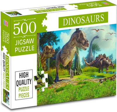 Dinosaurs Jigsaw Puzzle | 500 Pieces Puzzle for Kids & Families | Fun Dinosaur Brain & Learning Game