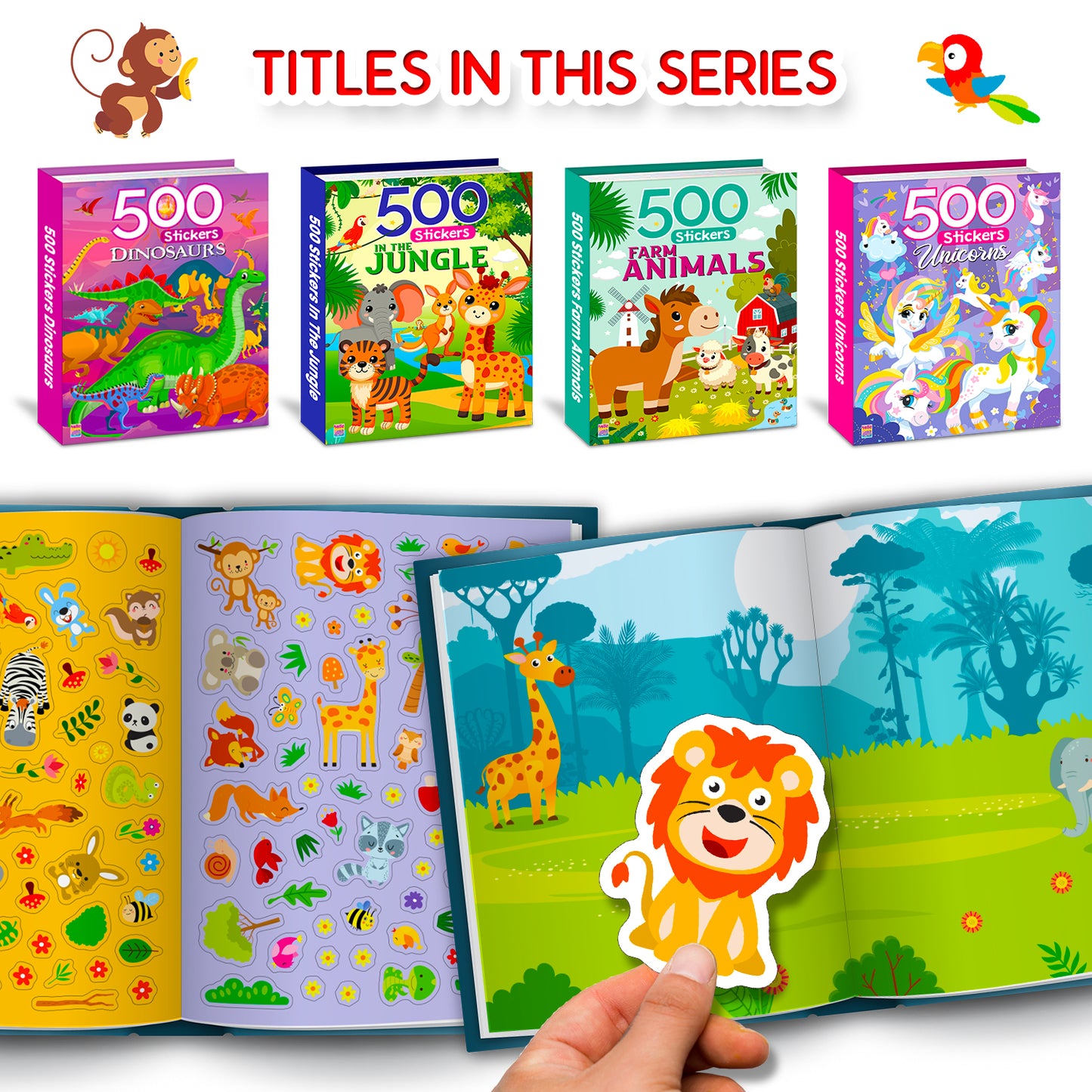 500 Jungle Stickers Book | Mega Sticker Activity Book for Kids | Creative Play & Fun Learning
